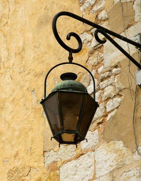 Medieval street lantern in Monpazier